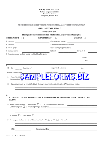 Alabama Supplementary Report Form